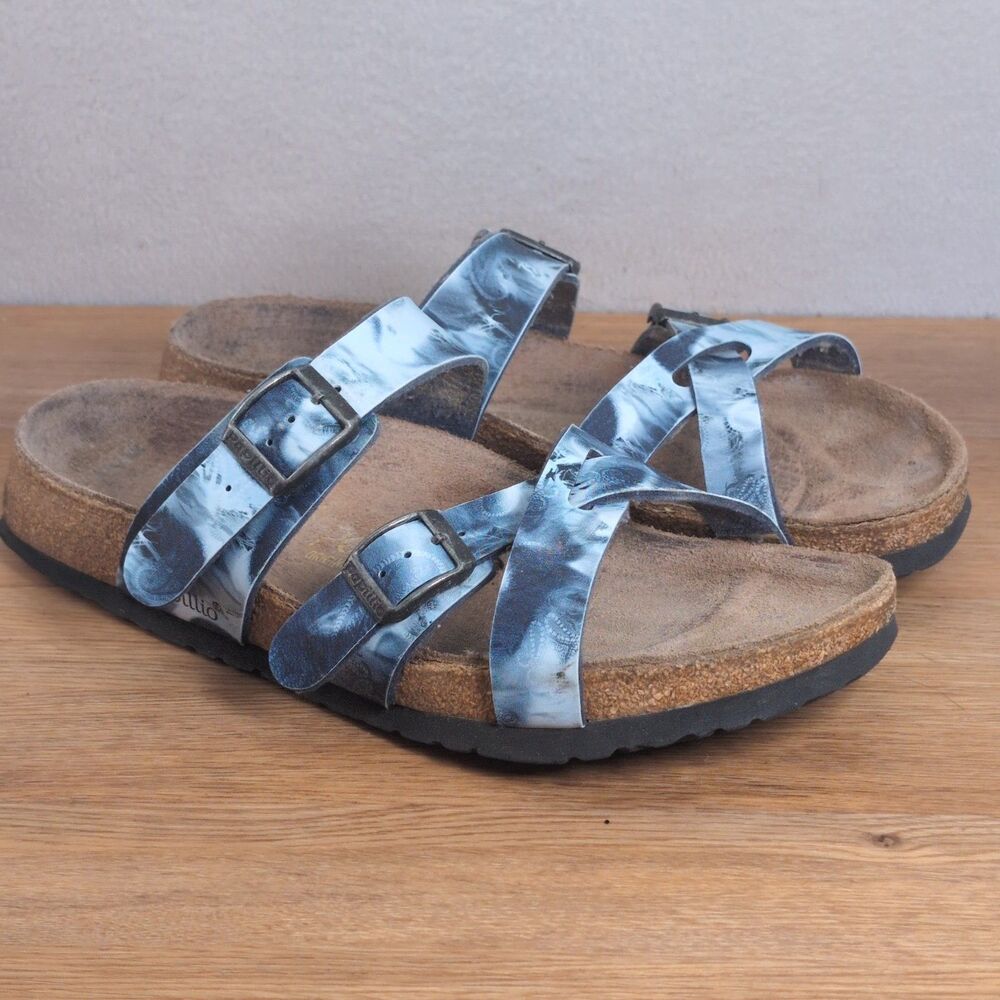 Birkenstock Papillio Franca Women's 8 EU 39 Cross Strap Sandals Blue Tie Dye